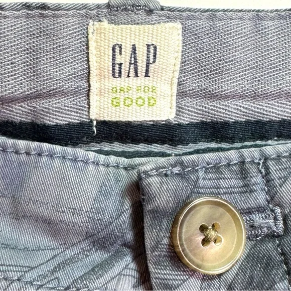 GAP Girlfriend Chino Pants Floral Hibiscus Faded Blue Print Jeans Cotton Size 6 - Picture 11 of 16